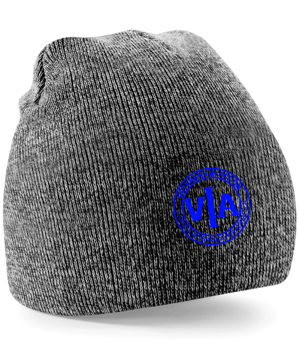 veterans in action antique grey beanie with blue logo