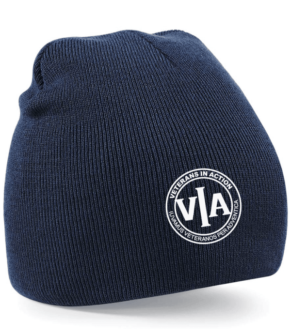 veterans in action french navy beanie with white logo