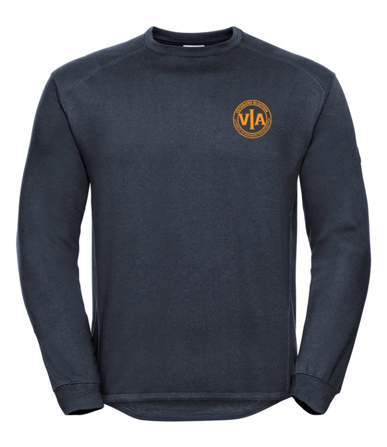 veterans in action french navy crew neck sweatshirt with hollow logo