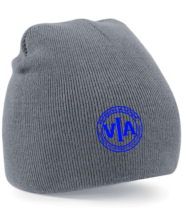 veterans in action graphite grey beanie with blue logo