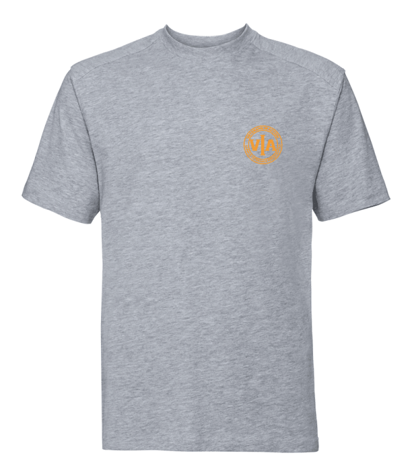 veterans in action light oxford grey t shirt with gold logo