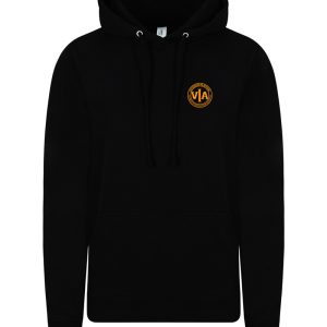 veterans in action ladies black hoody with gold hollow logo