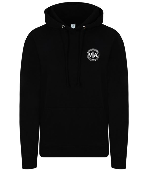 veterans in action black ladie hoody with white hollow logo