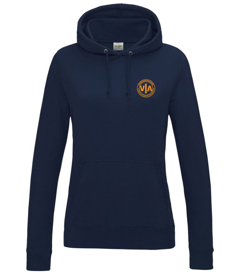 Veterans in action ladies french navy hoody with gold hollow logo