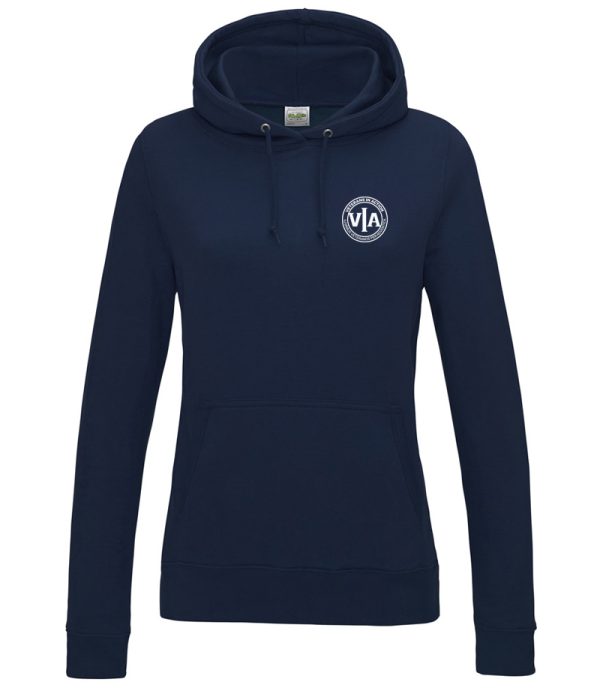 veterans in action ladies french navy hoody with white logo