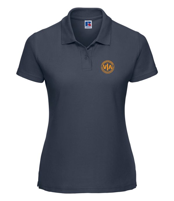 veterans in action ladies french navy polo shirt with gold logo