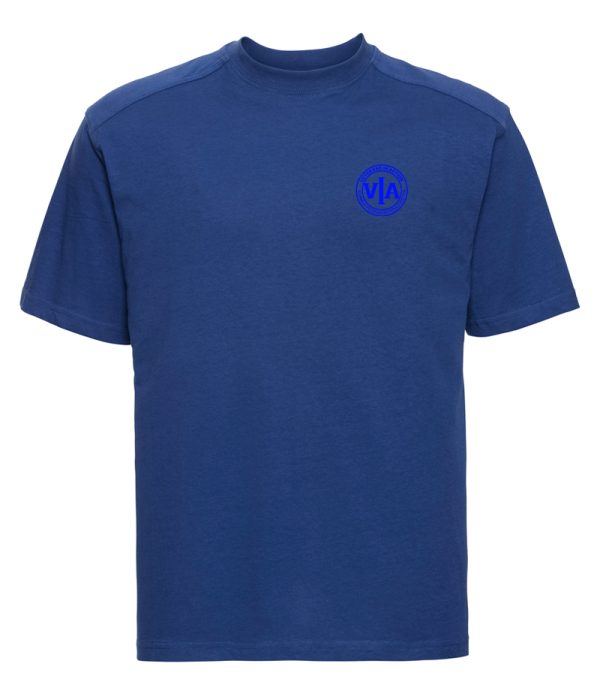 veterans in action mens royal blue t shirt with blue logo