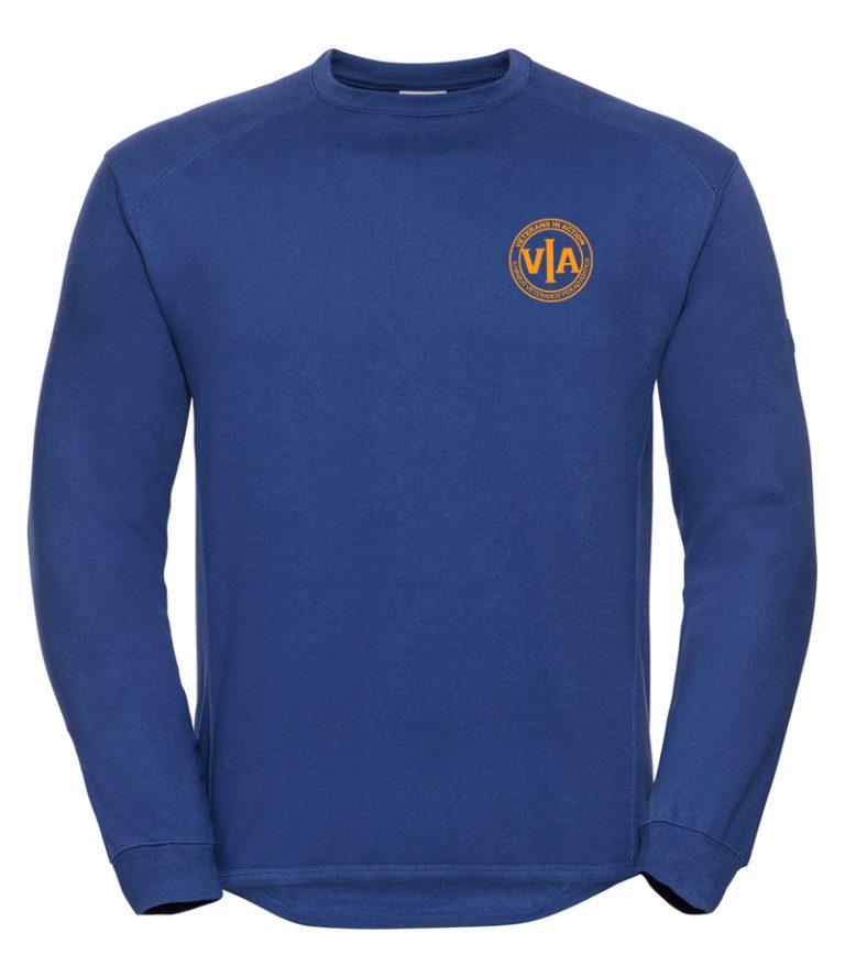 Veterans in action royal blue crew neck sweatshirt with hollow logo