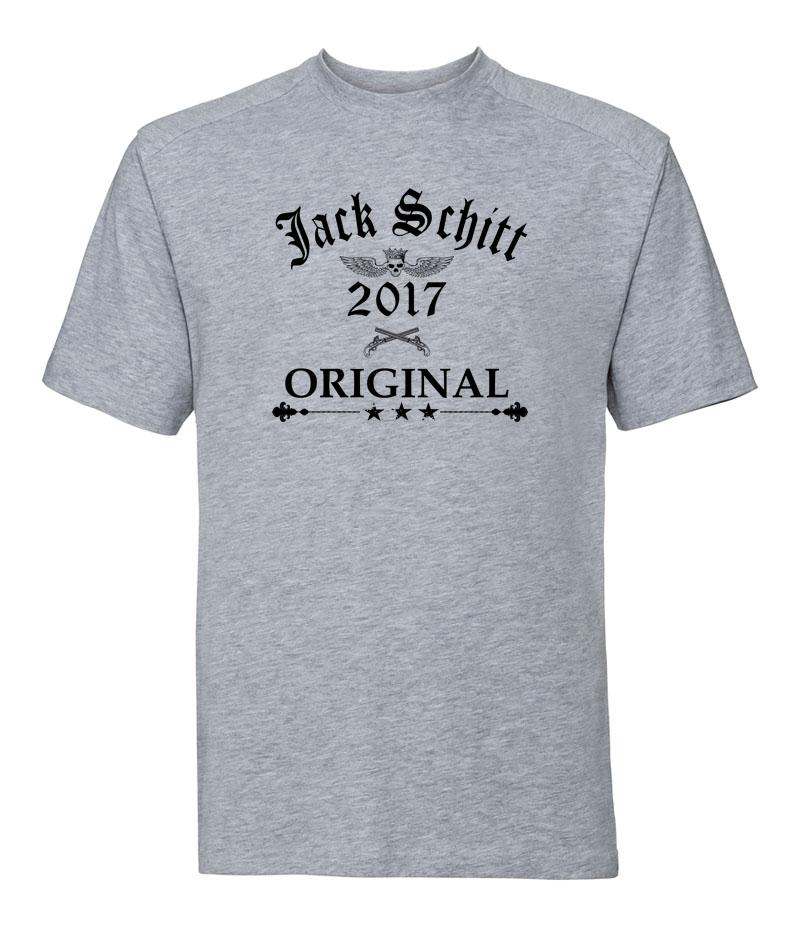 Jack Schitt Printed Light Oxford Grey Original T Shirt - Made by Veterans