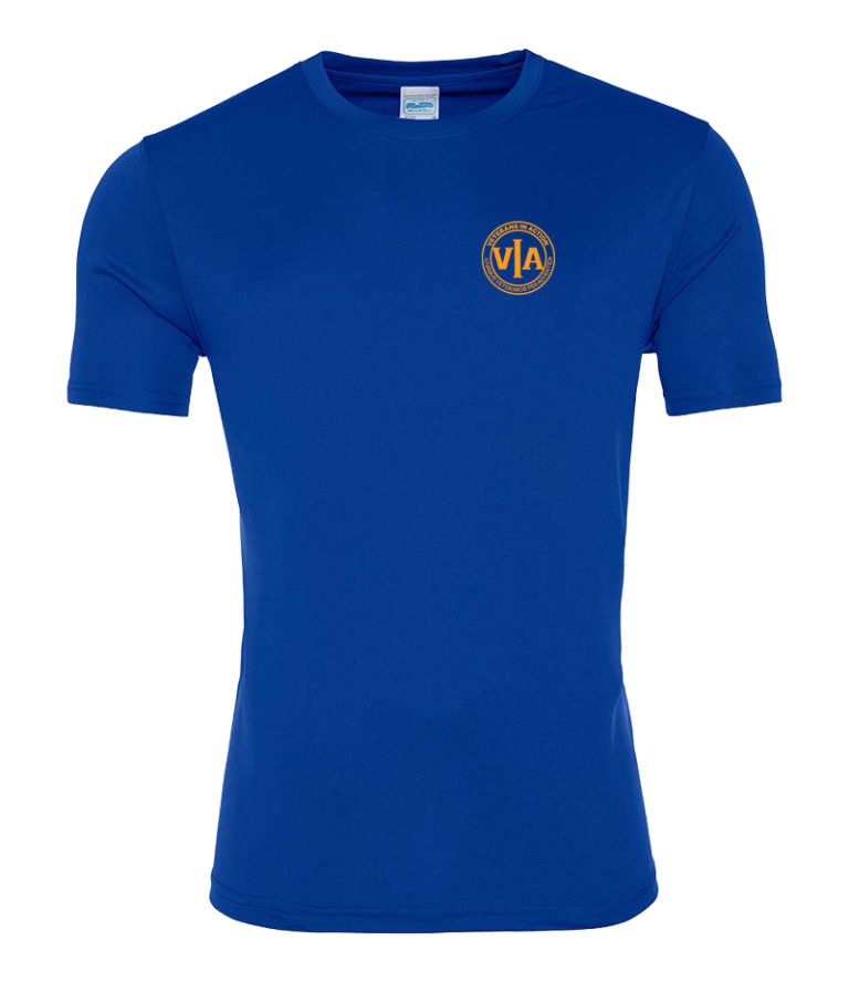 Veterans in action royal blue sports t shirt with gold logo