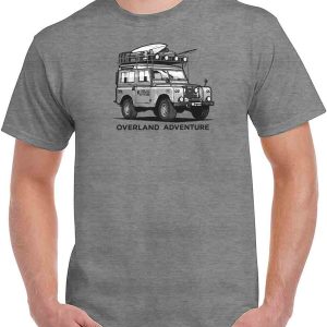 printed overland adventure grey t shirt with grey land rover