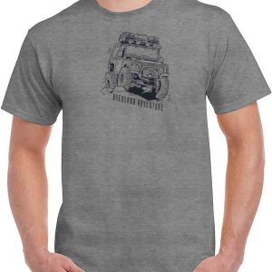 printed overland adventure sports grey t shirt with land rover
