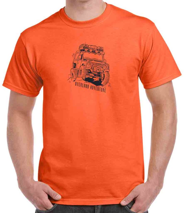 printed overland adventure orange t shirt